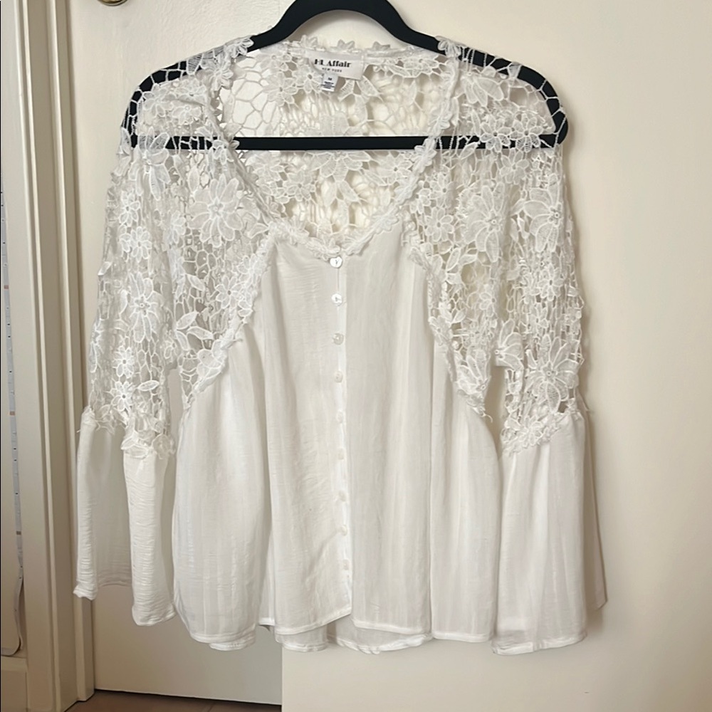White Ruffled Buttoned Blouse